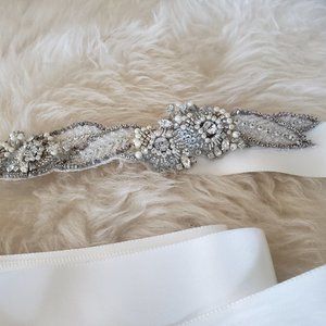 Bridal Belt/Sash - Floral with Leaf Pattern